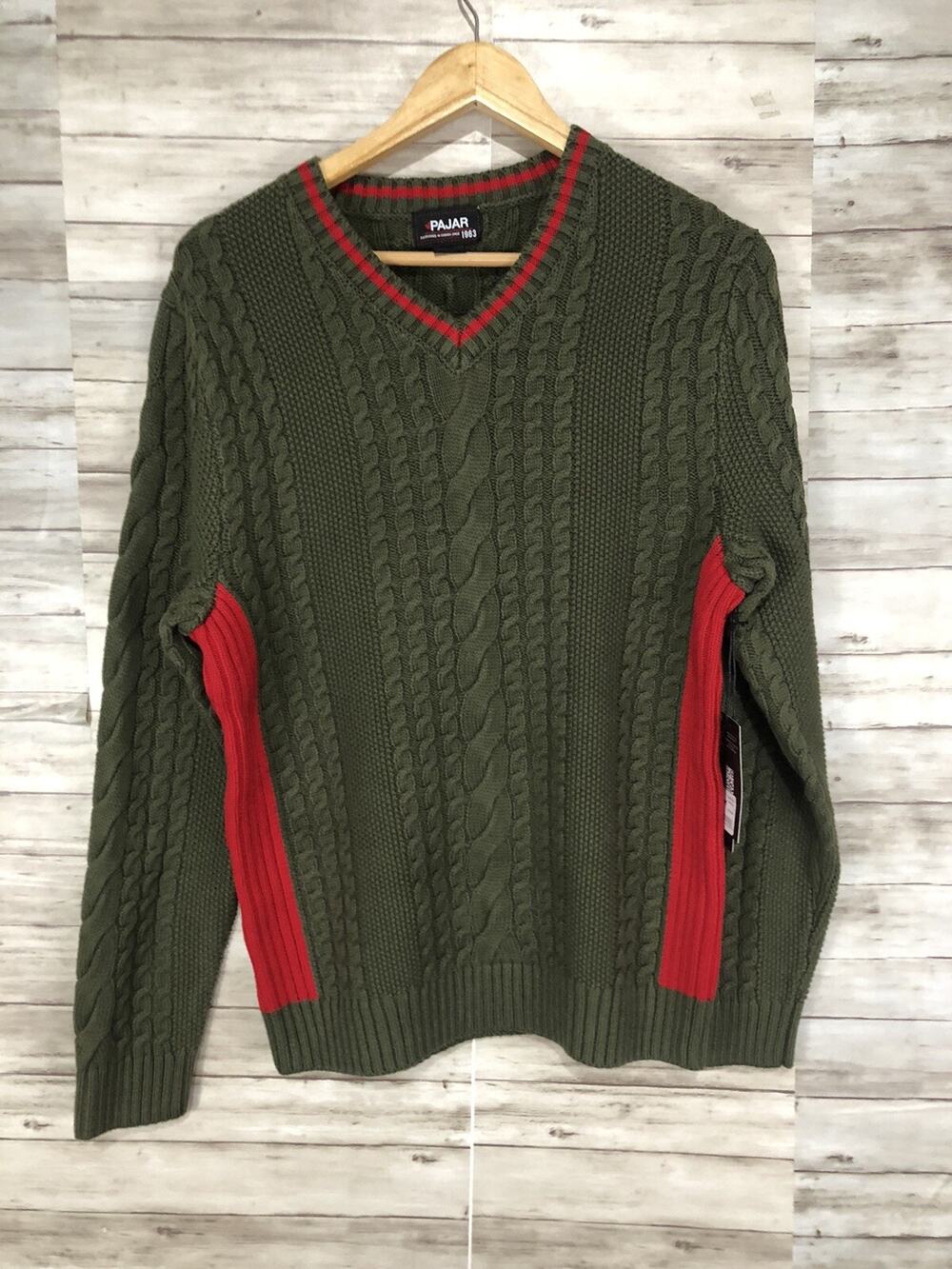 Pajar Canada Sweater Mens Small Cable Knit Green Pullover Sweatshirt N77